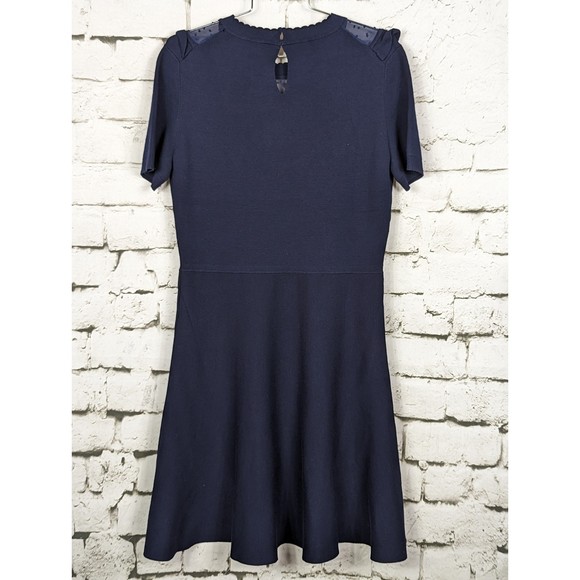 Draper James Navy Blue Dress with Sheer Polka Dot Detail - Picture 5 of 8